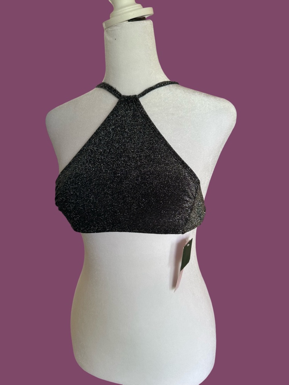 NWT wild fable Black Sparkle Halter Swim top